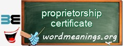 WordMeaning blackboard for proprietorship certificate